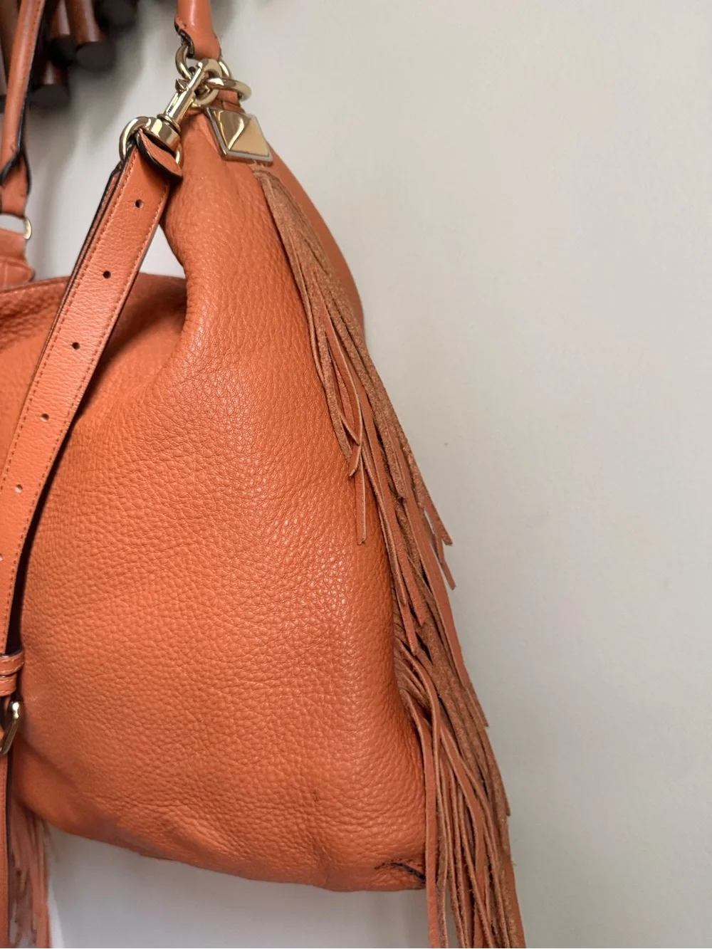 Rebecca Minkoff Orange Leather Fringe Hobo